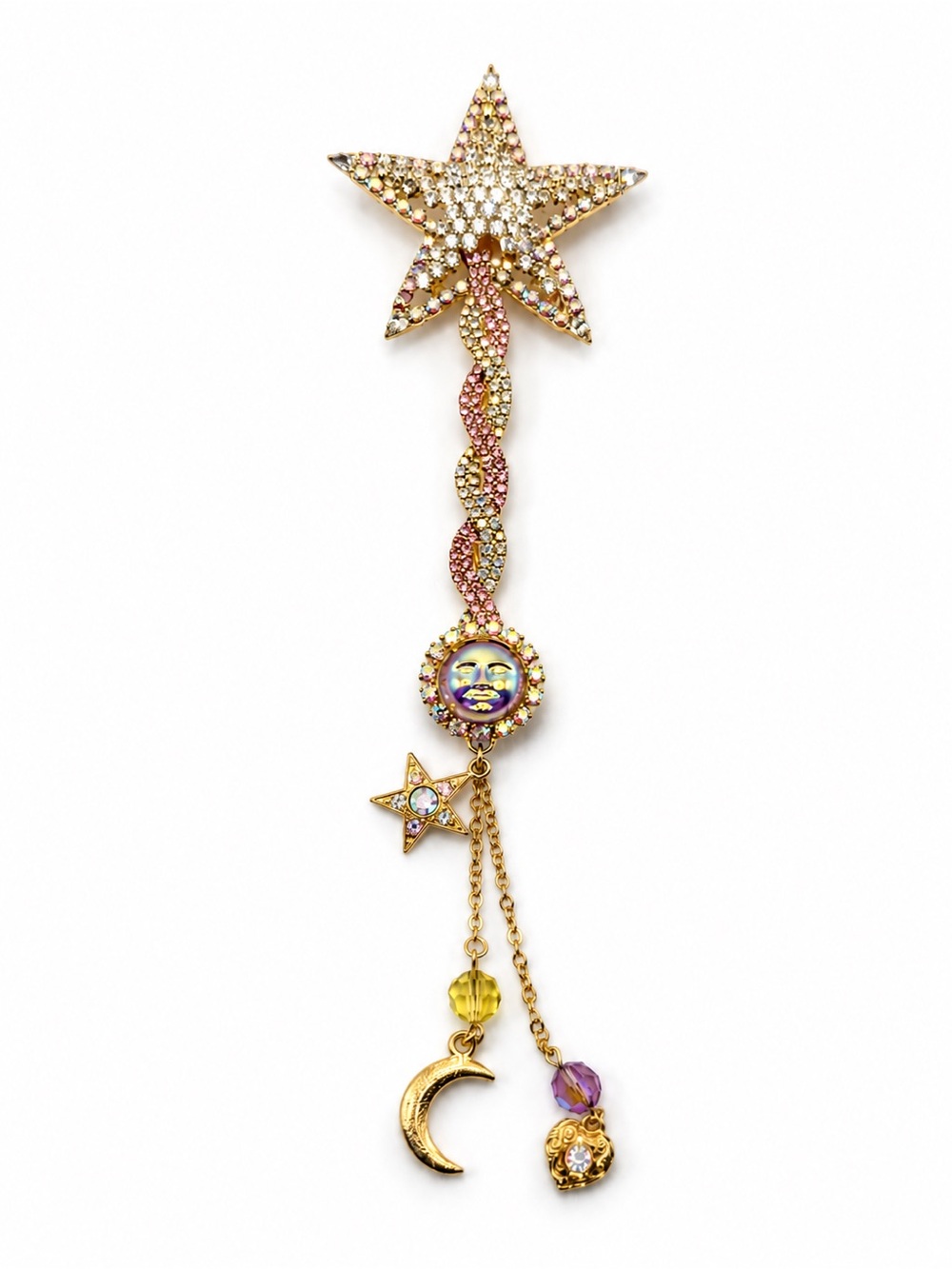 Kirk’s Folly LE 36/300 Celestial Star Wand Brooch Rhinestone Dangle